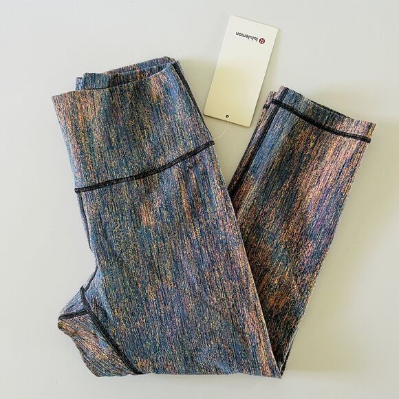 LULULEMON ATHLETICA Red Teal Wunder Under HR Crop 21" *Jacq Leggings - US 10 - Picture 3 of 7